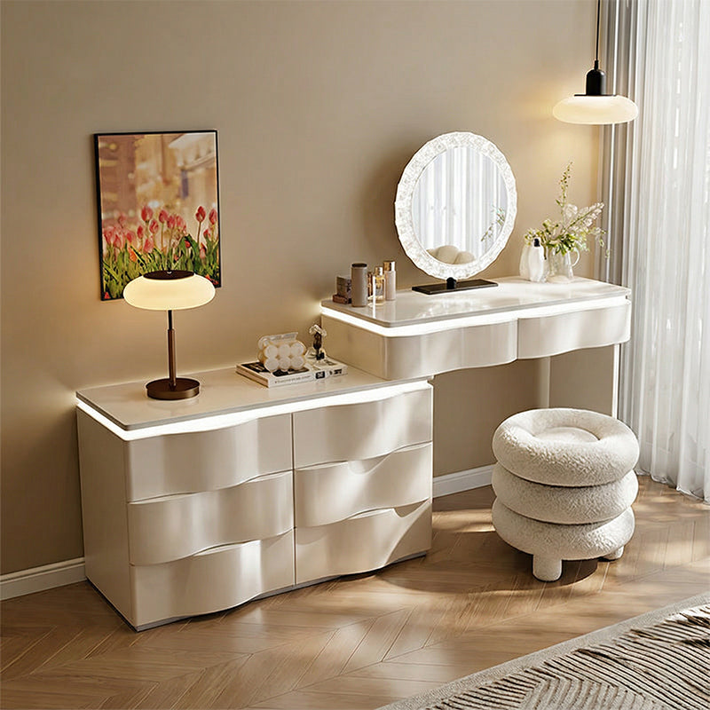 【ドレッサー】エレガントモダン曲線デザイン 大収納