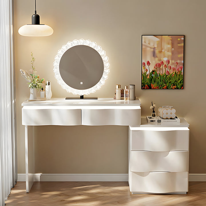 【ドレッサー】エレガントモダン曲線デザイン 大収納