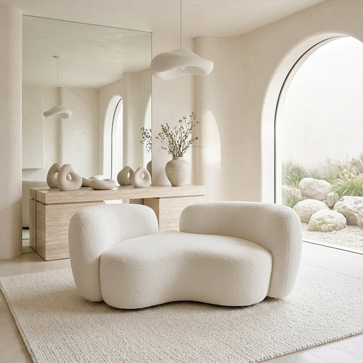 【ソファ】ミルク色インスタ映え 1/2人掛け