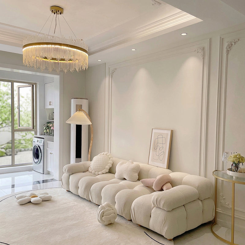 【ソファ】クリーム色おしゃれ 選べる3素材