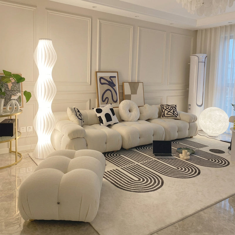 【ソファ】クリーム色おしゃれ 選べる3素材