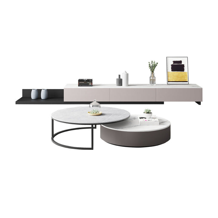 【ローテーブル】グレー系ラウンド