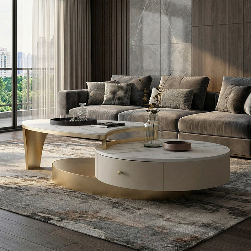 インドアプラス　ローテーブル INDOORPLUS公式/ローテーブル マーブル模様 グレー 上品 デザイン性