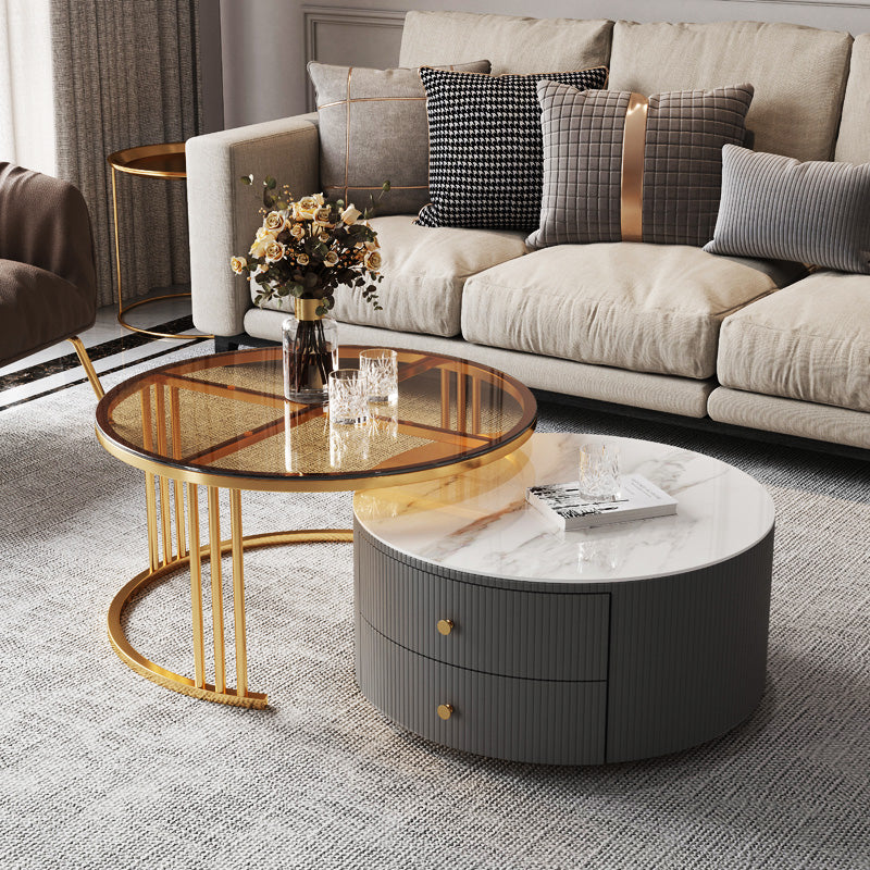 【ローテーブル】モダン 高級感 選べる9色 ガラス板+ホワイト ボディカラーグレー ☆100日間返品交換保証制度