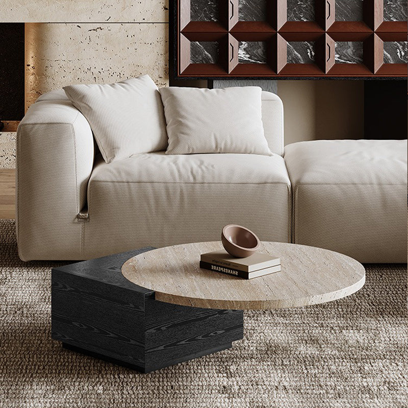 INDOORPLUS公式 | ローテーブル トラバーチン・ウッドコンビネーション