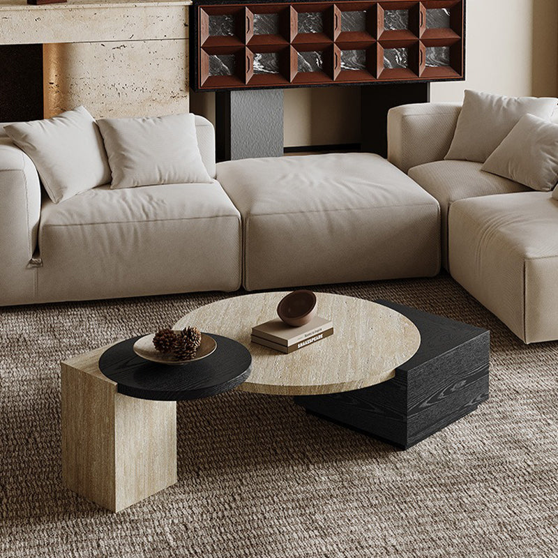 INDOORPLUS公式 | ローテーブル トラバーチン・ウッドコンビネーション