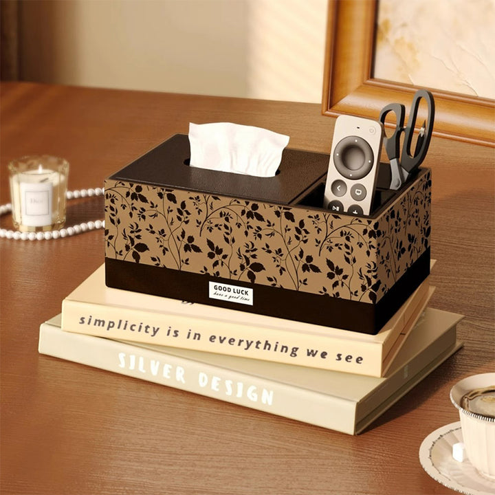 【ティッシュケース】レザー調 高級感 お手入れ簡単