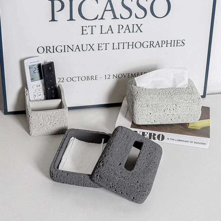 【ティッシュケース】コンクリート インダストリアル 耐水性