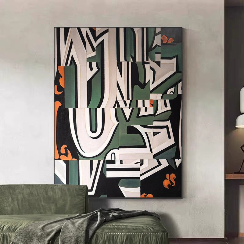 【掛絵】アースカラー 抽象 幾何学デザイン
