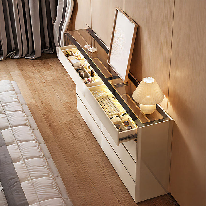 【ジュエリーキャビネット】ガラス  ファブリック ラグジュアリー 大容量