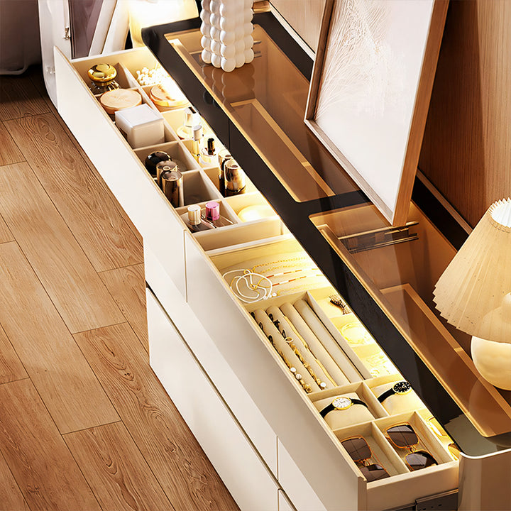 【ジュエリーキャビネット】ガラス  ファブリック ラグジュアリー 大容量