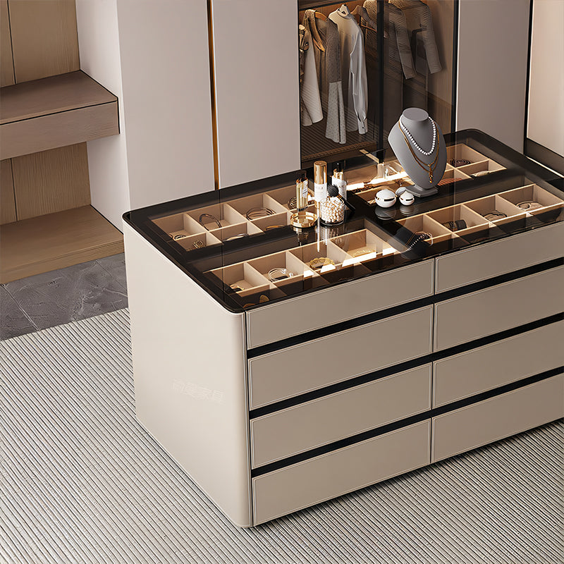 【ジュエリーキャビネット】レザー ガラス ハイエンド 指紋認証