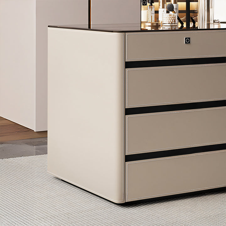 【ジュエリーキャビネット】レザー ガラス ハイエンド 指紋認証