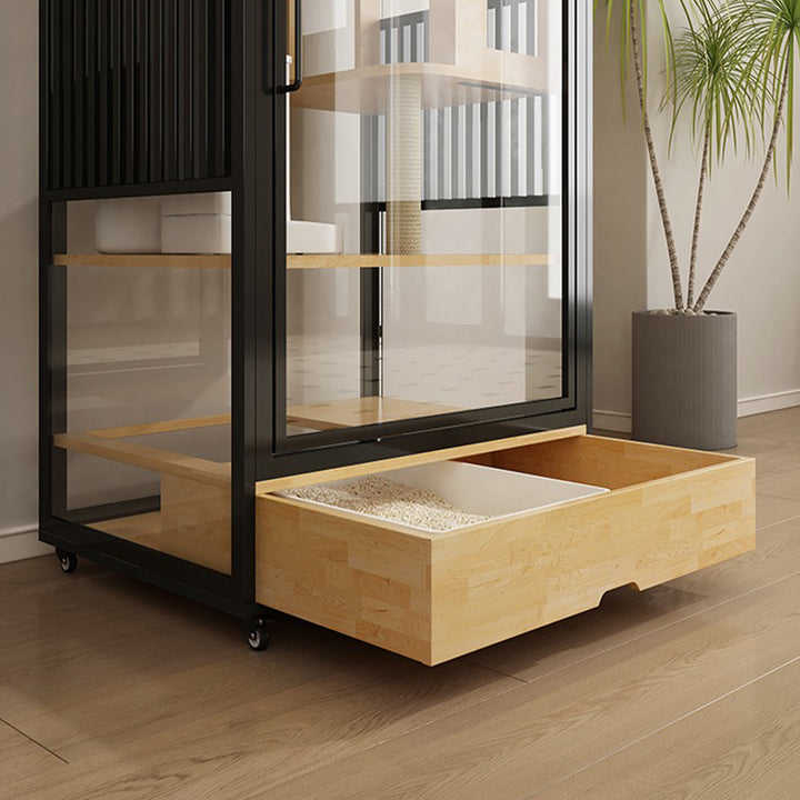 【大型ペットケージ】360度パノラマ シック トイレ収納付き