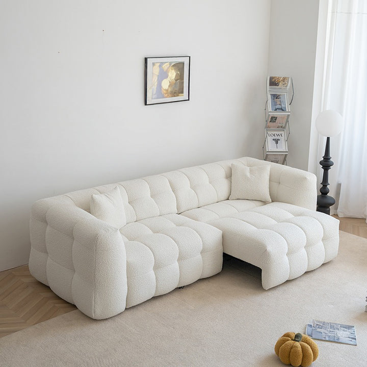 【ソファ】ブークレ調 ナチュラル 伸縮