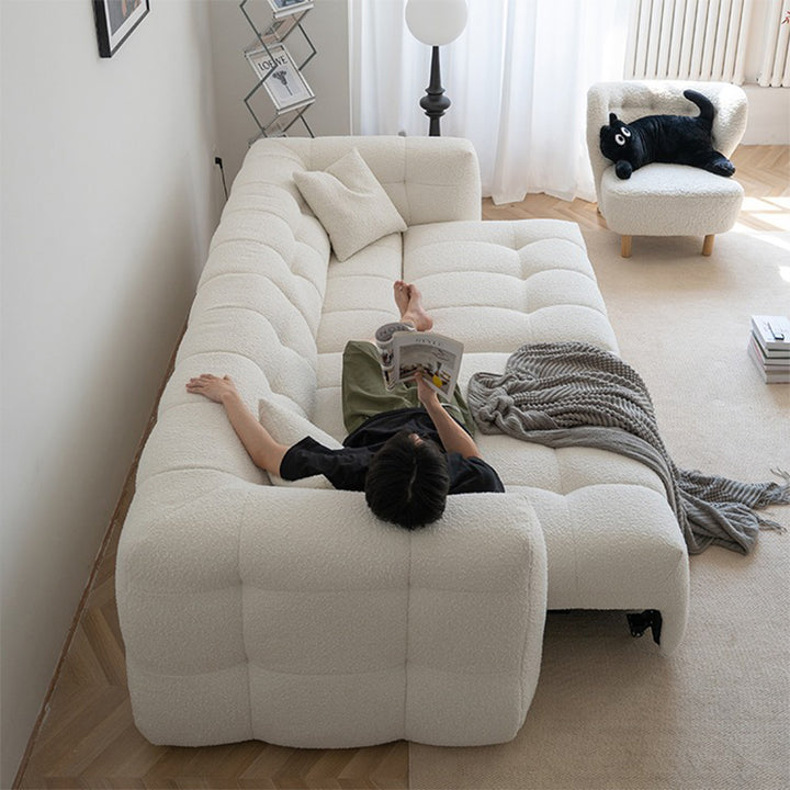 【ソファ】ブークレ調 ナチュラル 伸縮