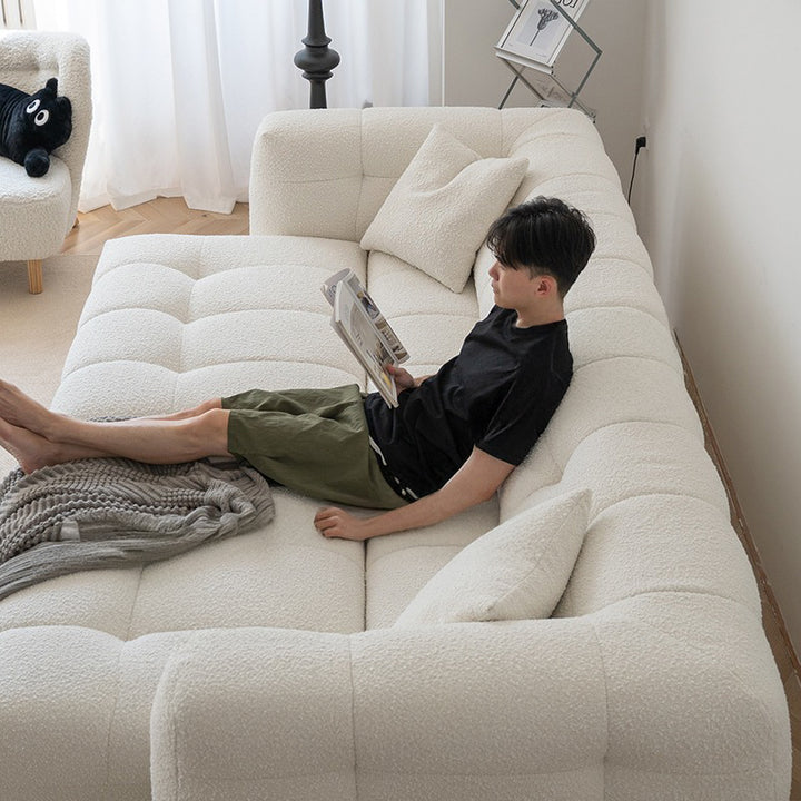 【ソファ】ブークレ調 ナチュラル 伸縮