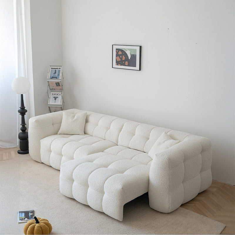 【ソファ】ブークレ調 ナチュラル 伸縮