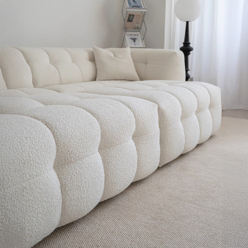 【ソファ】ブークレ調 ナチュラル 伸縮
