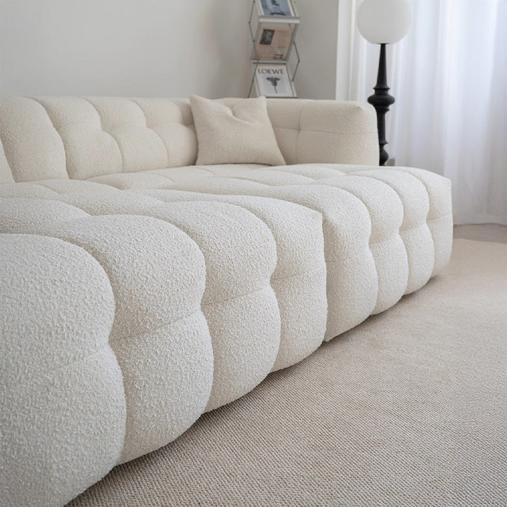 【ソファ】ブークレ調 ナチュラル 伸縮