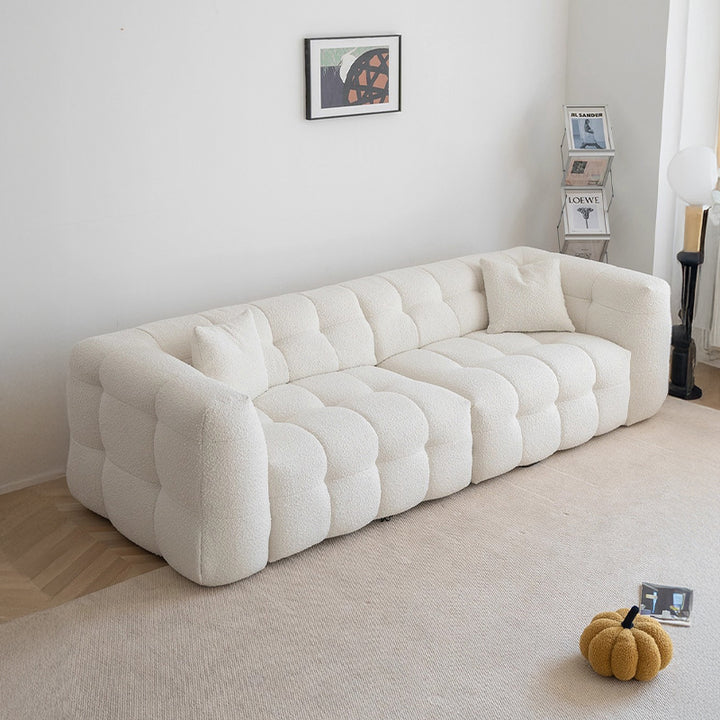 【ソファ】ブークレ調 ナチュラル 伸縮