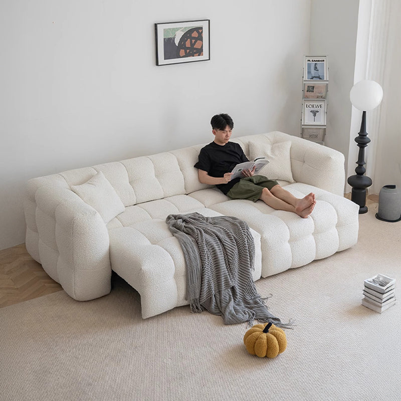 【ソファ】ブークレ調 ナチュラル 伸縮
