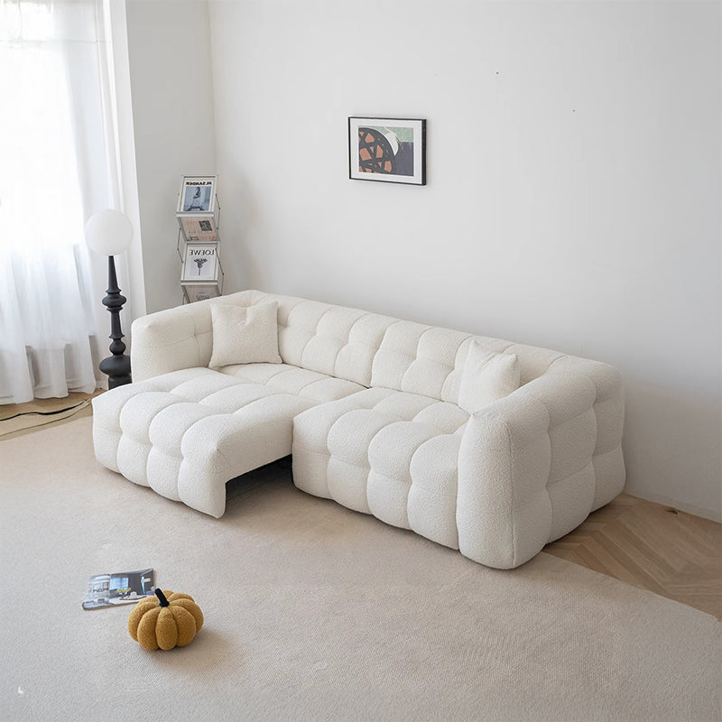 【ソファ】ブークレ調 ナチュラル 伸縮