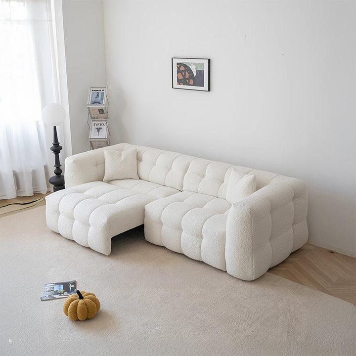 【ソファ】ブークレ調 ナチュラル 伸縮
