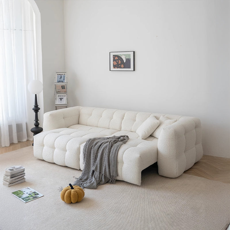 【ソファ】ブークレ調 ナチュラル 伸縮