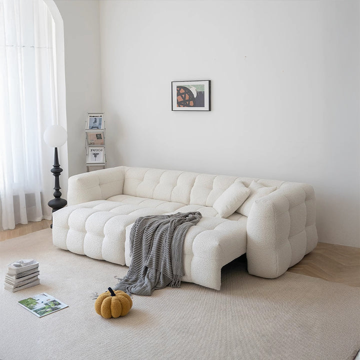 【ソファ】ブークレ調 ナチュラル 伸縮