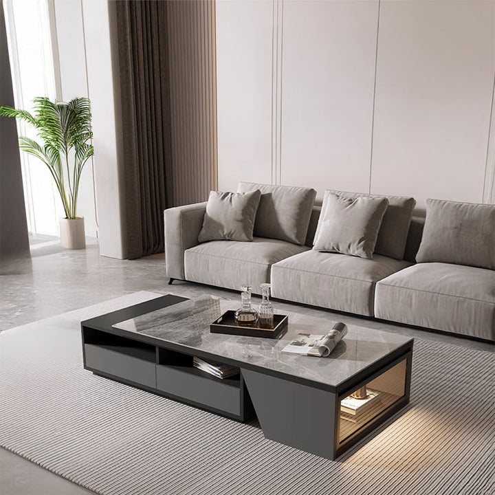 【ローテーブル】シントレードストーン モダン ライト付き