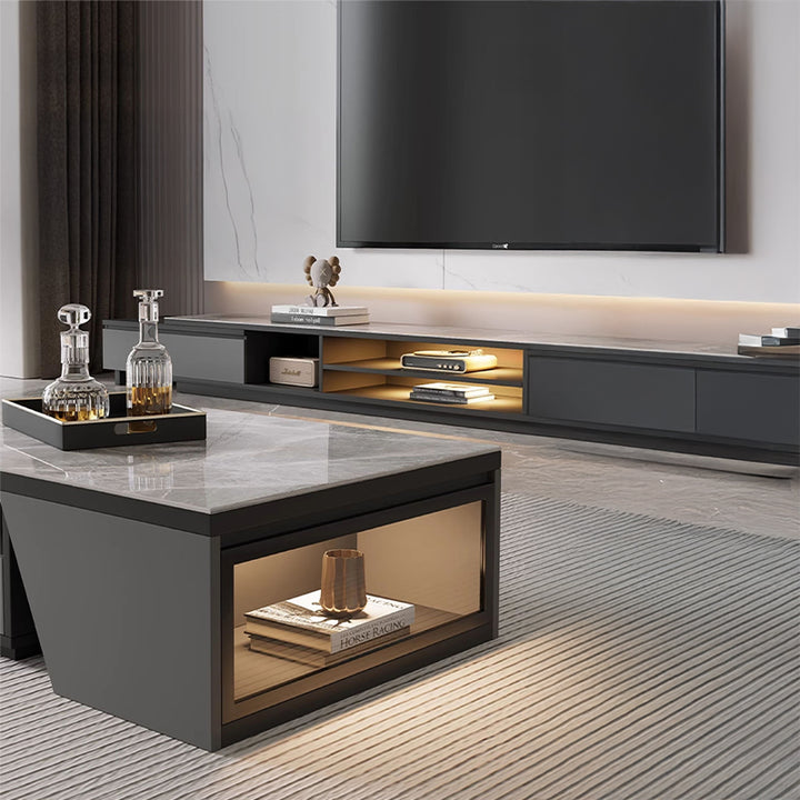 【ローテーブル】シントレードストーン モダン ライト付き