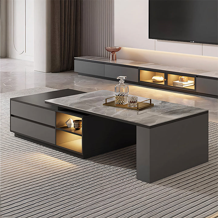 【ローテーブル】モダンデザイン 洗練感 大容量収納