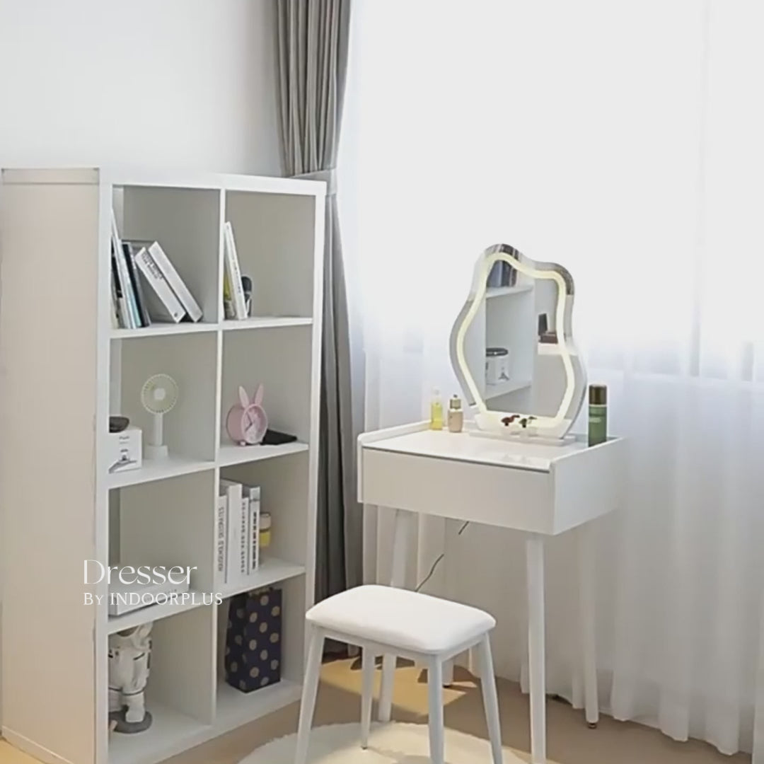 誕プレにバッチリ❣️円型オシャレドレッサー INDOORPLUS公式/ドレッサー ふわふわな雰囲気 おしゃれ – Indoorplus