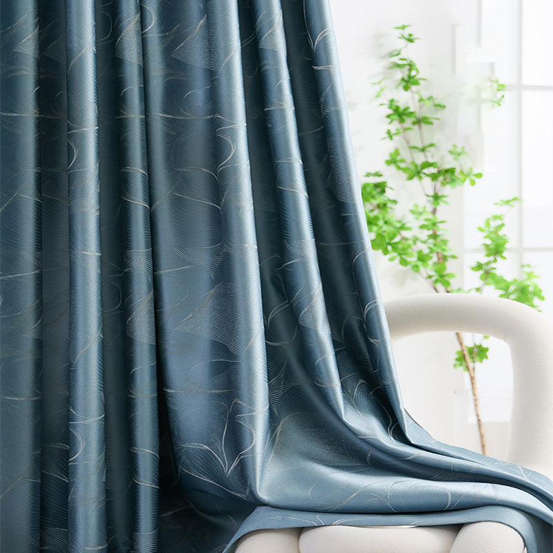 【ドレープカーテン】ツルツル感 選べる4色 カーテンの細部画像 ブルー（柄付け） ポリエステル100％ 遮光1級