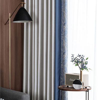 【ドレープカーテン】高級感フランス風 選べる8色 カーテンの細部画像 シルバー＋濃いブルー＋濃いブルー（柄付け） ポリエステル100％ 遮光1級