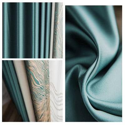 【ドレープカーテン】高級感フランス風 選べる8色 カーテンの細部画像 濃いグリーン（柄付け）＋アイボリー＋濃いグリーン ポリエステル100％ 遮光1級