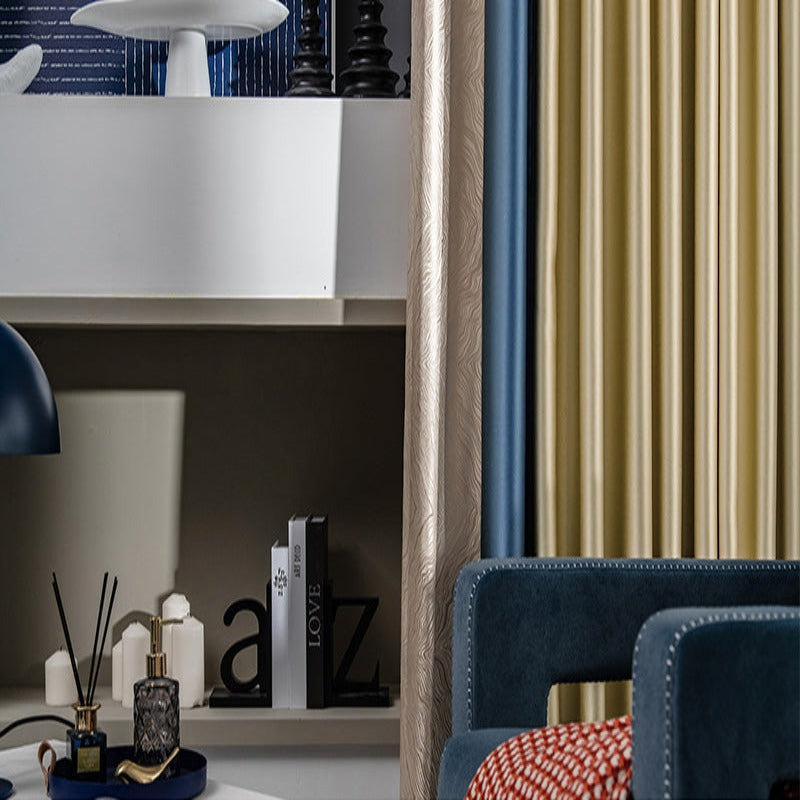 【ドレープカーテン】高級感フランス風 選べる8色 カーテンの細部画像 アイボリー（柄付け）＋ブルー＋イエロー ポリエステル100％ 遮光1級