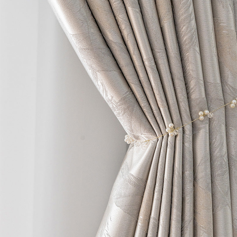 【ドレープカーテン】フランス風 選べる2色 カーテンの細部画像 グレー（柄付け） ポリエステル100％ 遮光1級