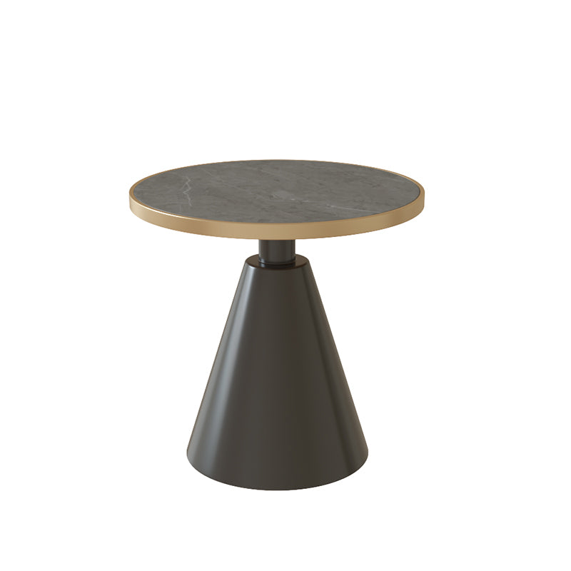 【サイドテーブル】丸型おしゃれマーブル模様 選べる4色 サイドテーブルの全体画像 金属色ブラック 板色グレー 安心の100日間返品交換保証