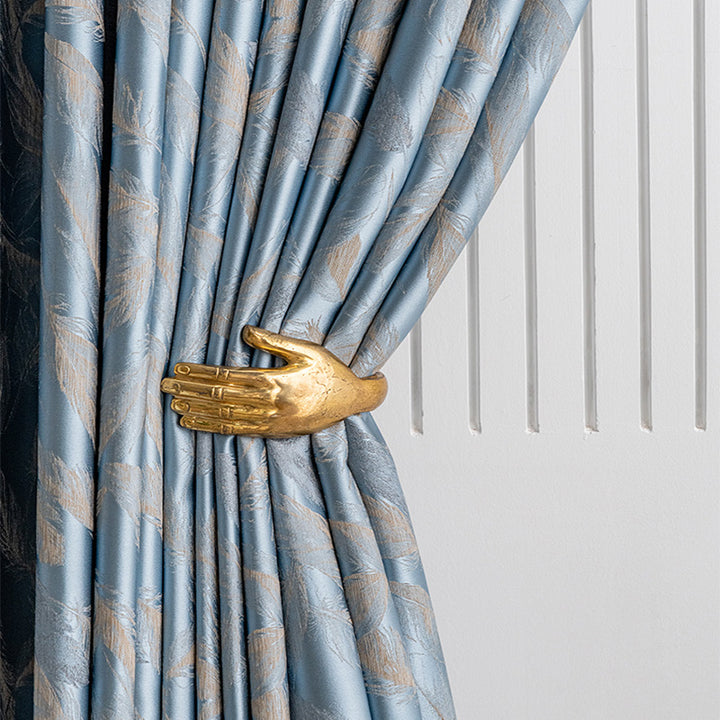 【ドレープカーテン】フランス風 選べる2色 カーテンの細部画像 ブルー（柄付け） ポリエステル100％ 遮光1級