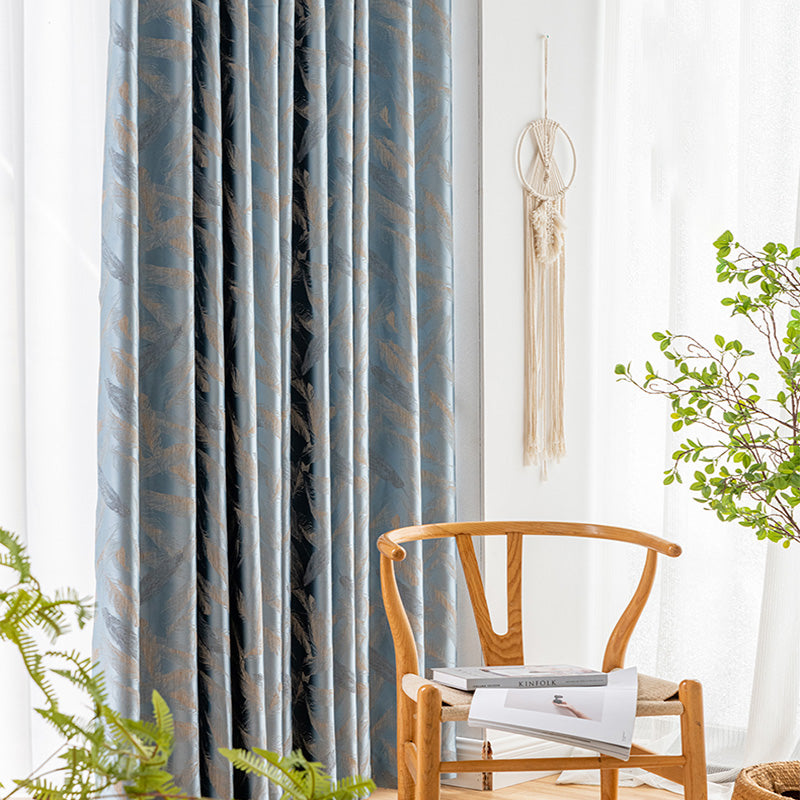 【ドレープカーテン】フランス風 選べる2色 カーテンの細部画像 ブルー（柄付け） ポリエステル100％ 遮光1級