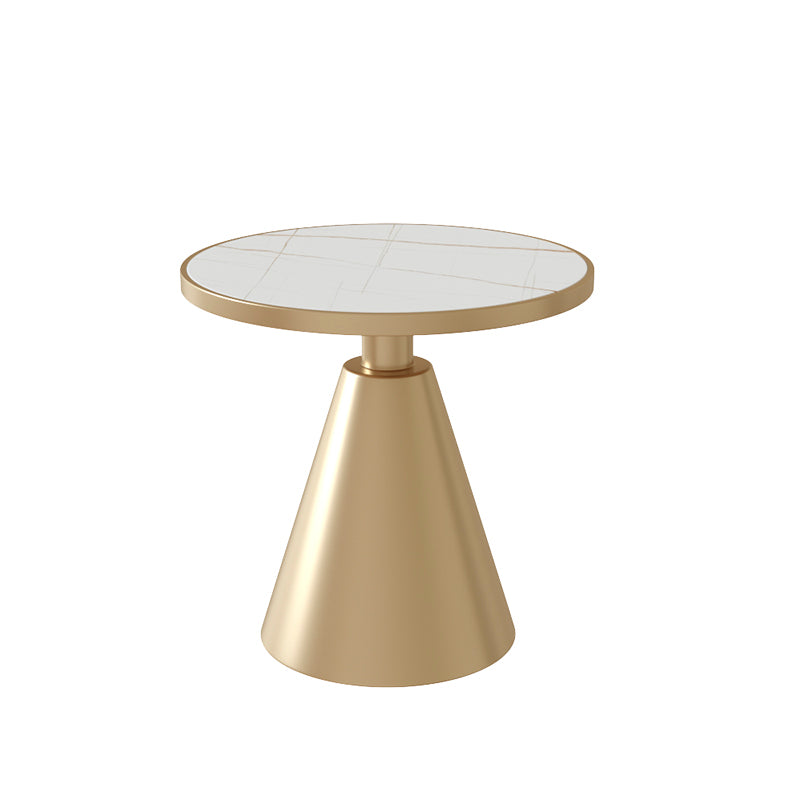 【サイドテーブル】丸型おしゃれマーブル模様 選べる4色 サイドテーブルの全体画像 金属色ゴールデン 板色白＋金 安心の100日間返品交換保証