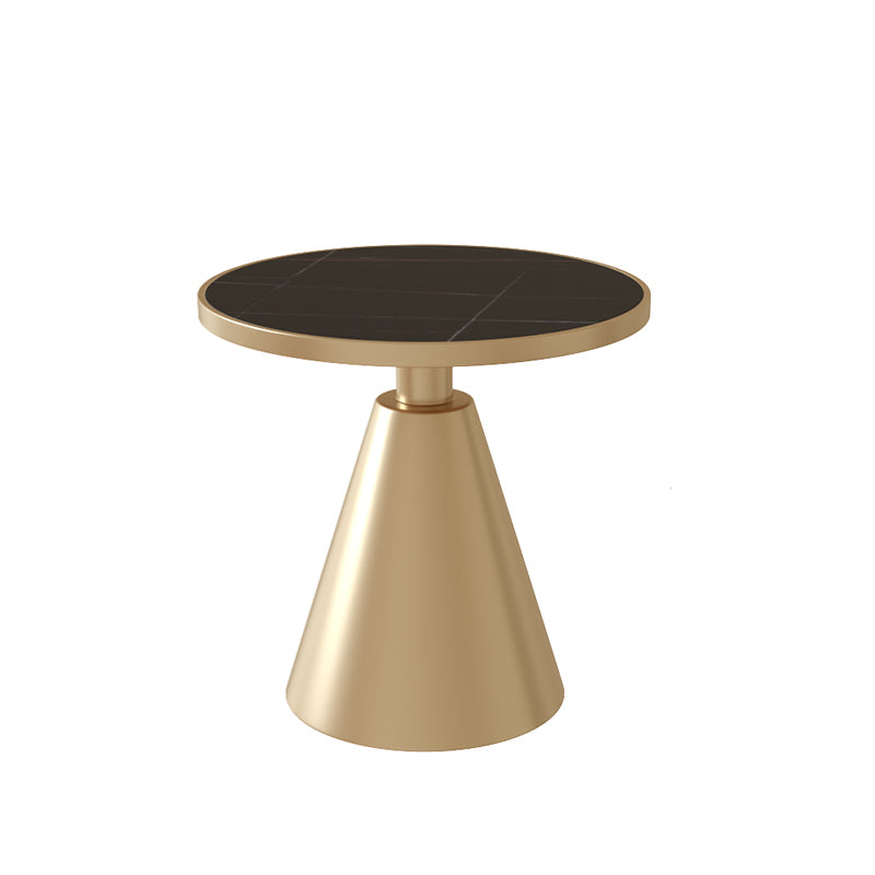 【サイドテーブル】丸型おしゃれマーブル模様 選べる4色 サイドテーブルの全体画像 金属色ゴールデン 板色黑＋金 安心の100日間返品交換保証