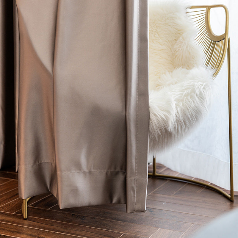 【ドレープカーテン】シルク質感生地 エレガント 選べる23色 カーテンの細部画像 ブラウン 布製、ポリエステル 遮光1級