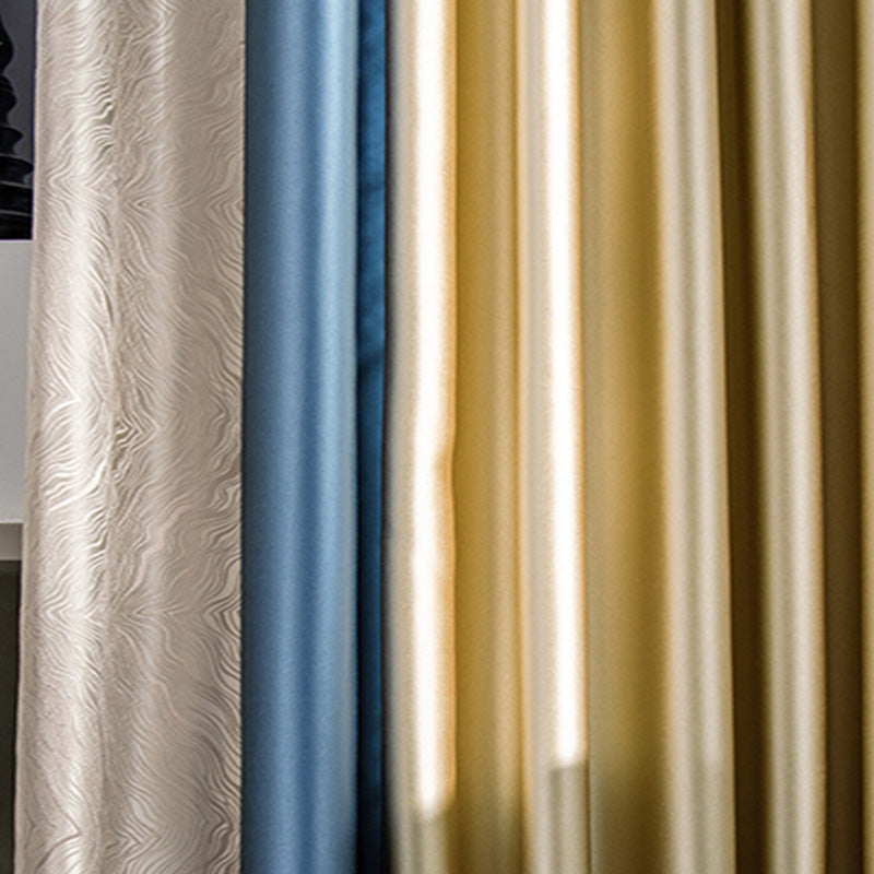 【ドレープカーテン】高級感フランス風 選べる8色 アイボリー（柄付け）＋ブルー＋イエロー ポリエステル100％ 遮光1級