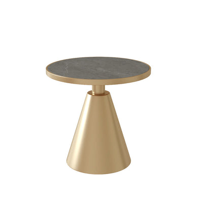 【サイドテーブル】丸型おしゃれマーブル模様 選べる4色 サイドテーブルの全体画像 金属色ゴールデン 板色グレー 安心の100日間返品交換保証