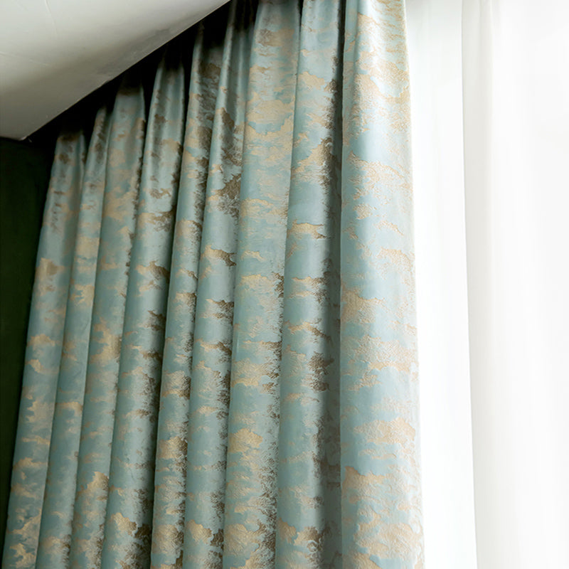 【ドレープカーテン】ゴージャス 地中海１色のみ カーテンの細部画像 グリーン（柄付け） 布製 遮光２級