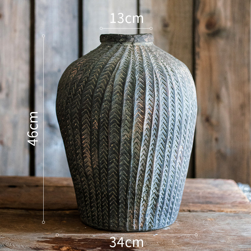 【花瓶】アフリカ風 花瓶 シンプル 質感 ビンテージ 花器  フラワーベース 道具 置物 レトロ 古い インスタ映え