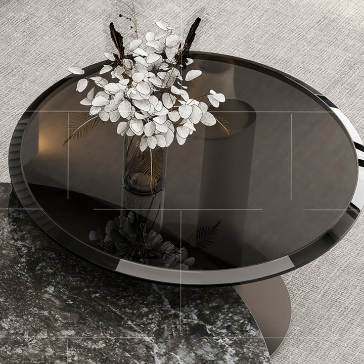 【ローテーブル】高級感 マーブル柄 イタリア風 強化ガラスサイドテーブルの細部画像 100日間返品交換保証制度
